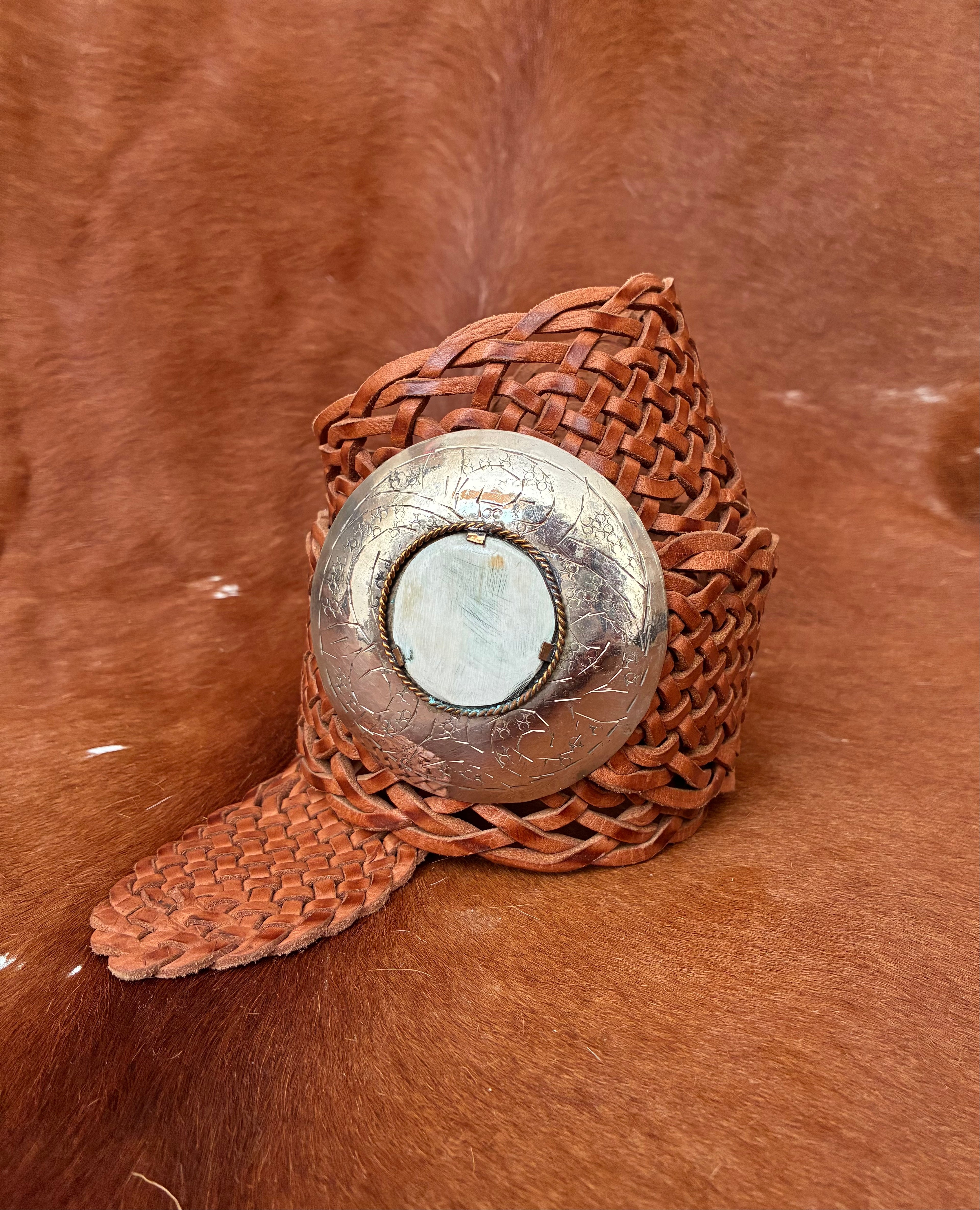 Tanned Leather & Shell Disc Belt