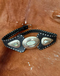 Statement Black Leather & Shell Waist Belt