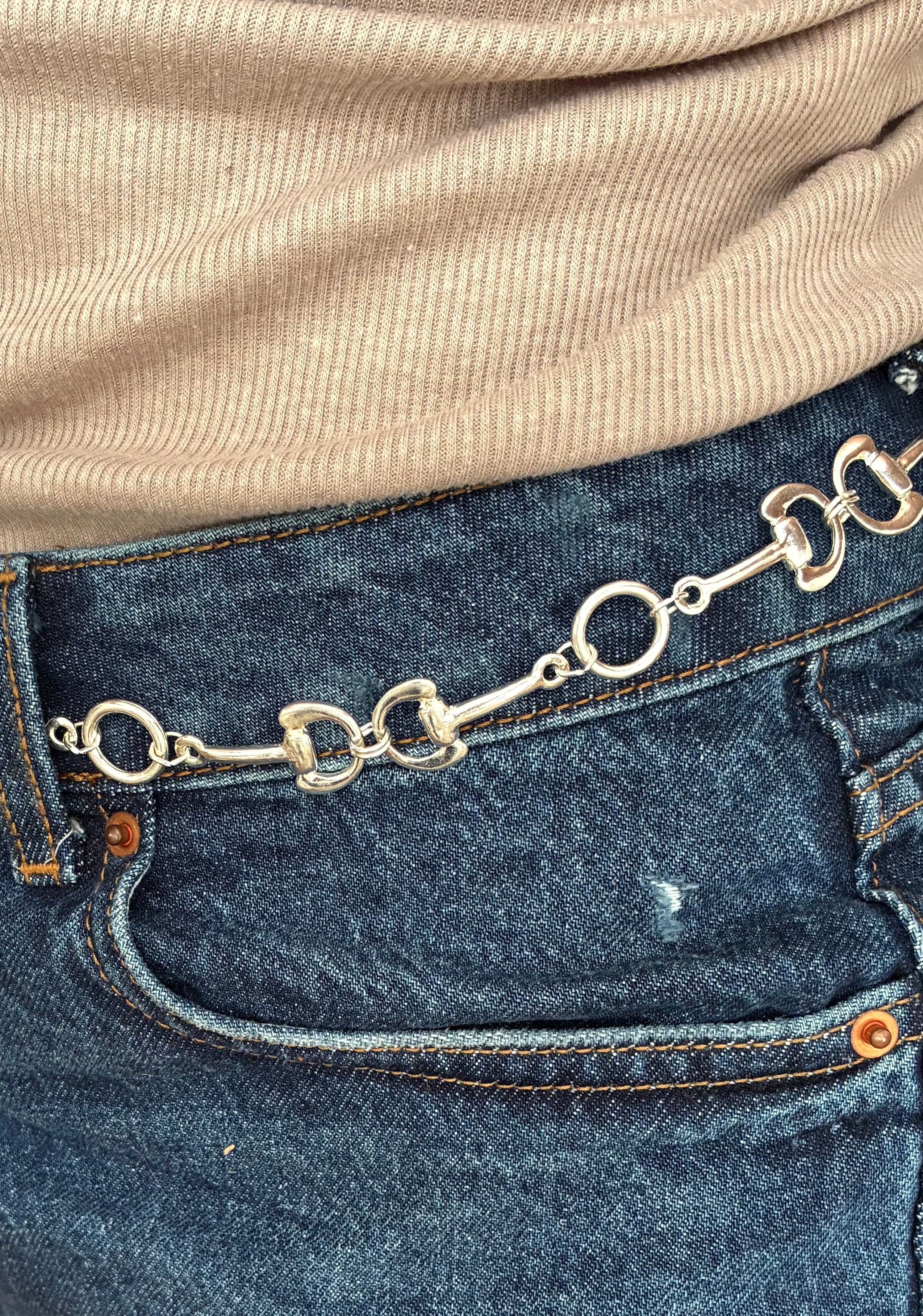 Silver Plated Horsebit Chain Belt