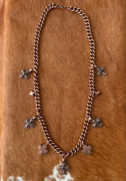 Chunky Copper Cross Necklace