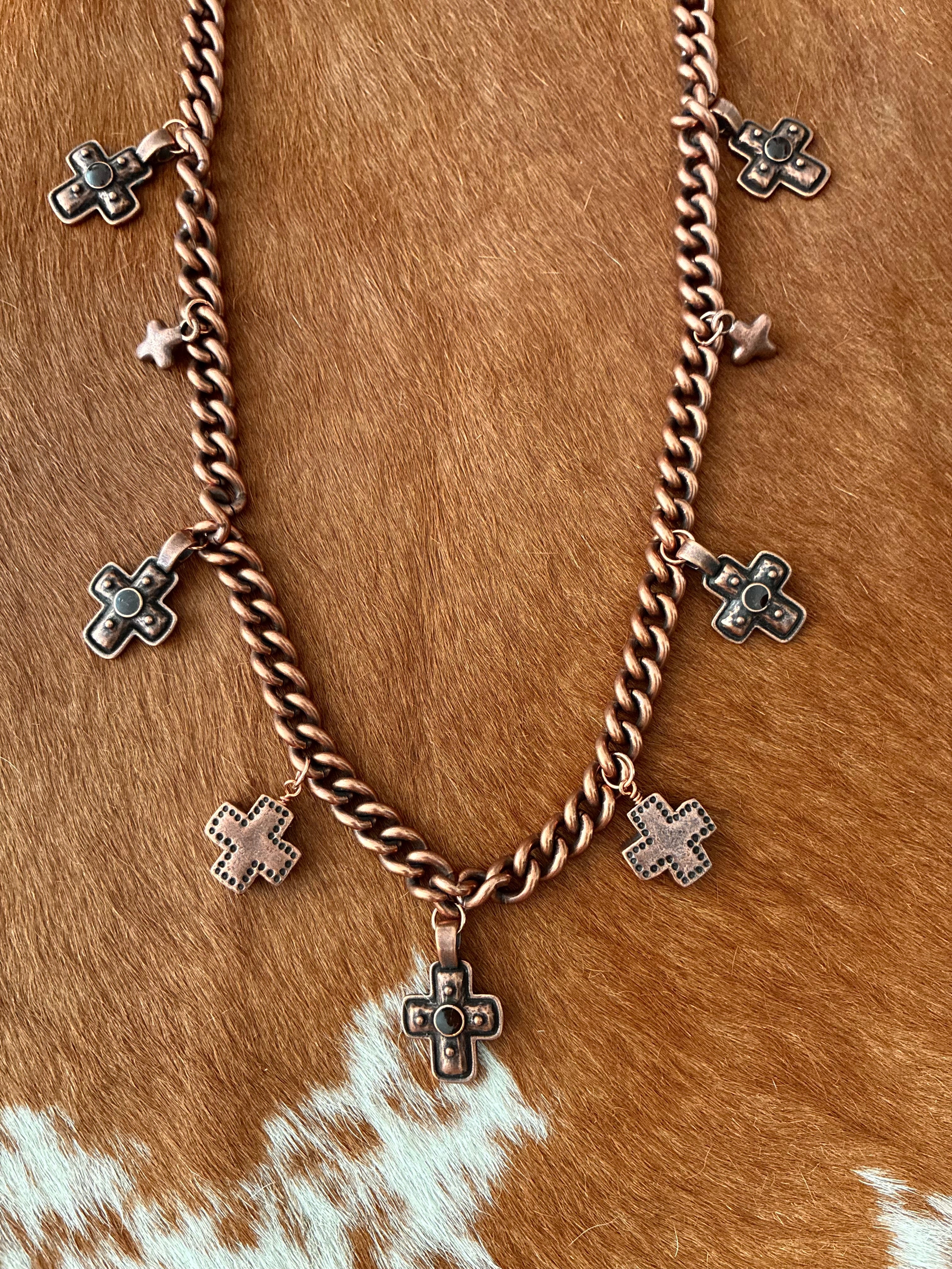 Chunky Copper Cross Necklace