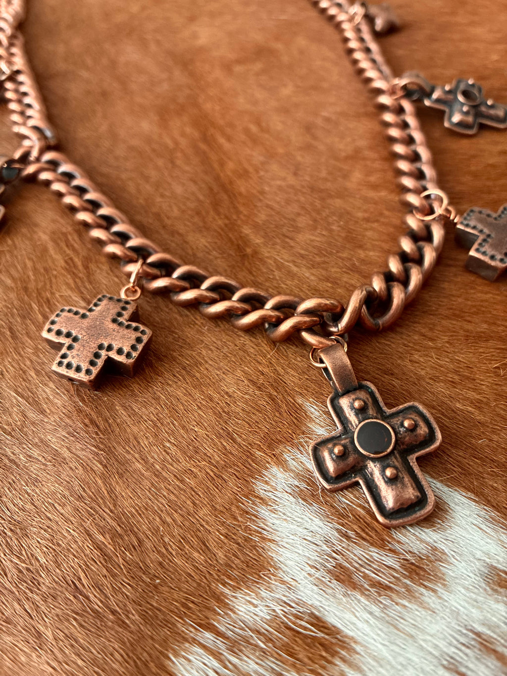 Chunky Copper Cross Necklace