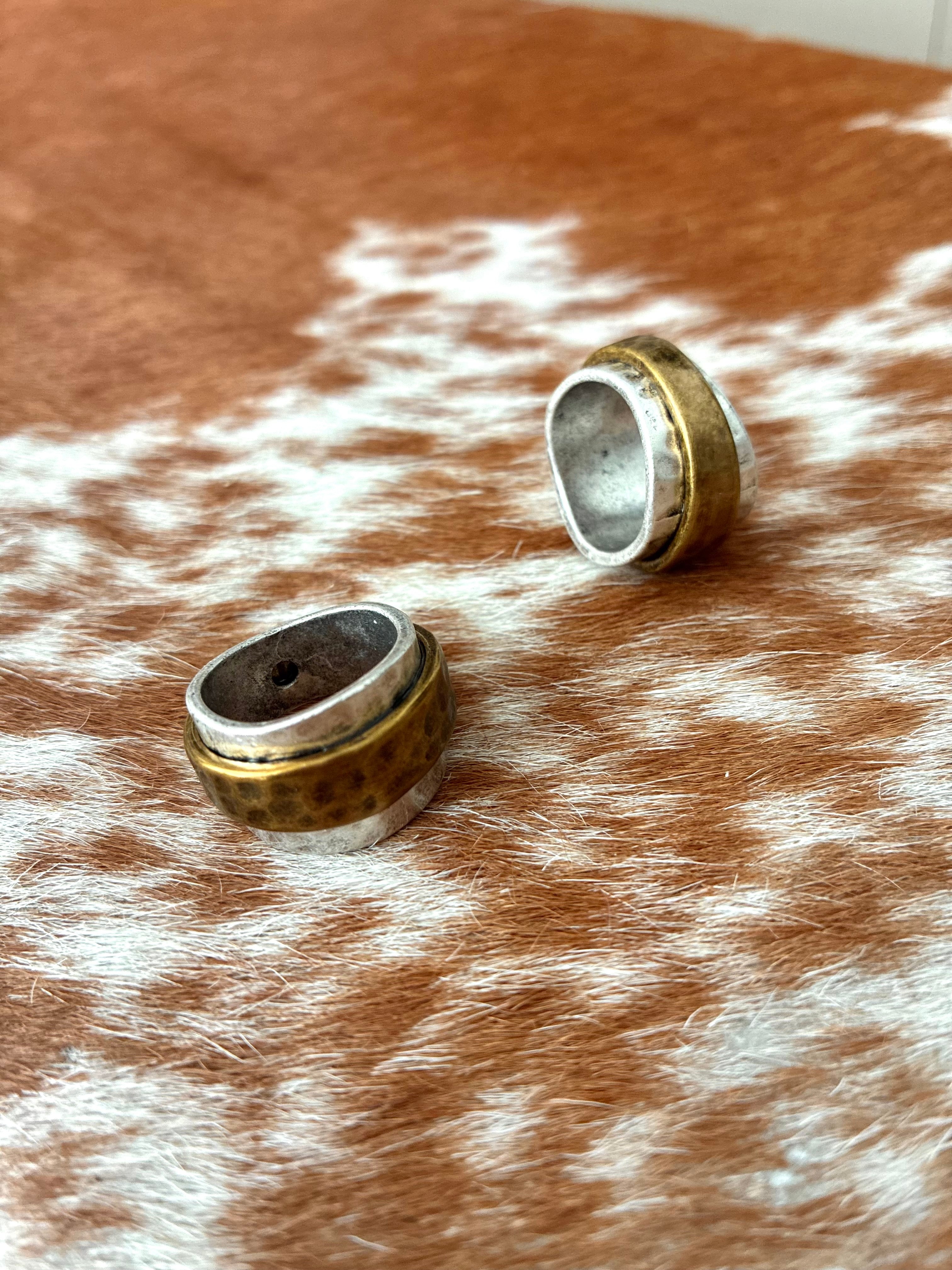 Bronze & Silver Hammered Ring