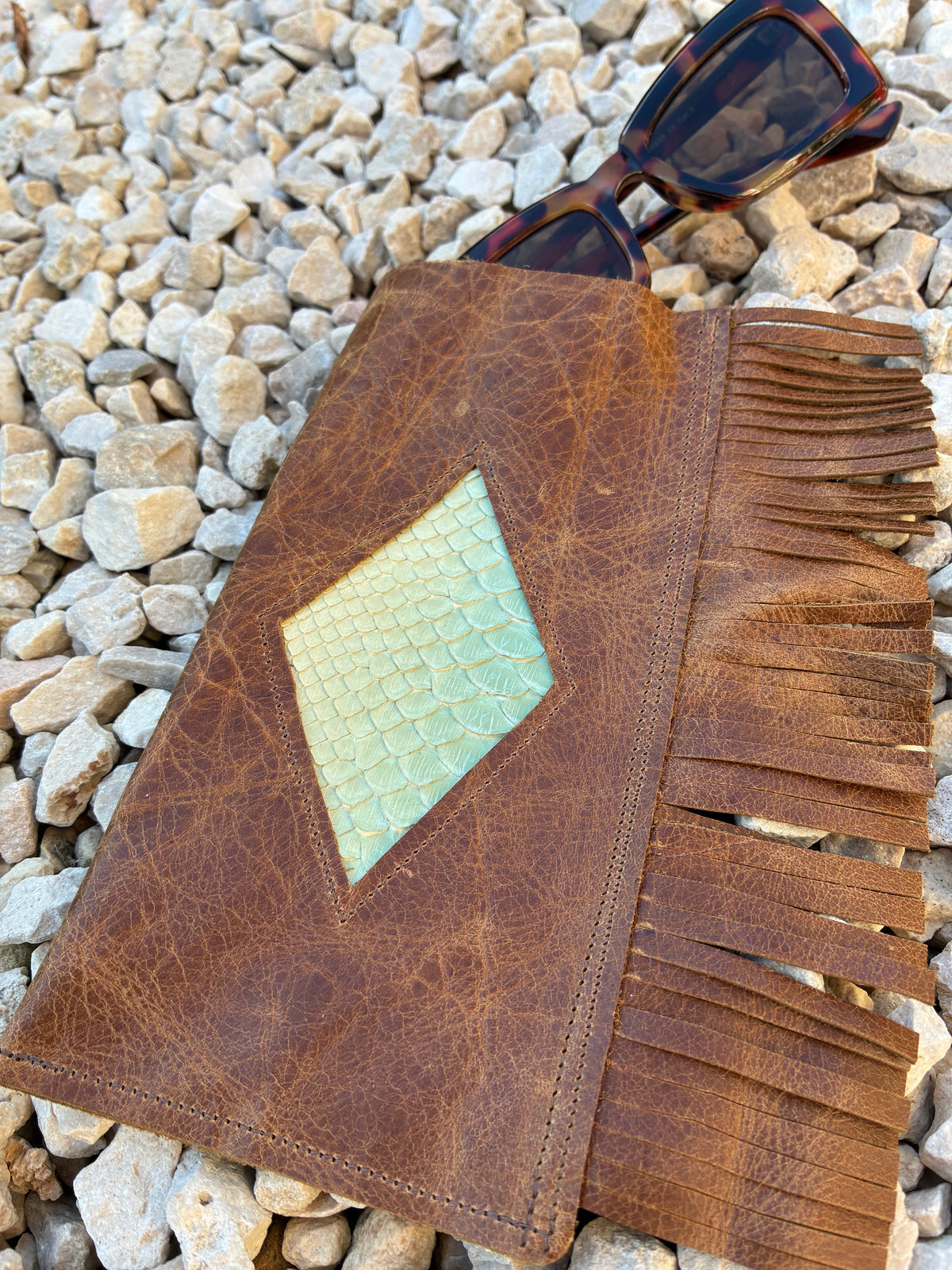 Real Leather Glasses Slip - Diamond Of Snake