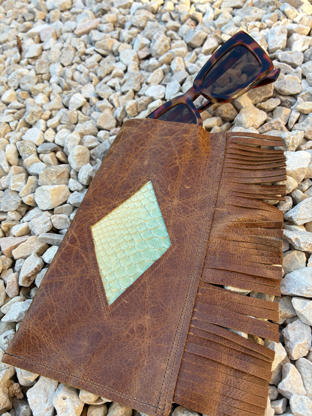 Real Leather Glasses Slip - Diamond Of Snake