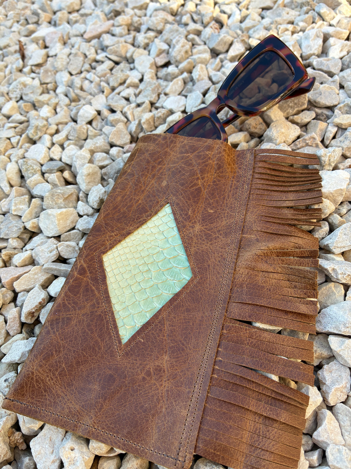 Real Leather Glasses Slip - Diamond Of Snake